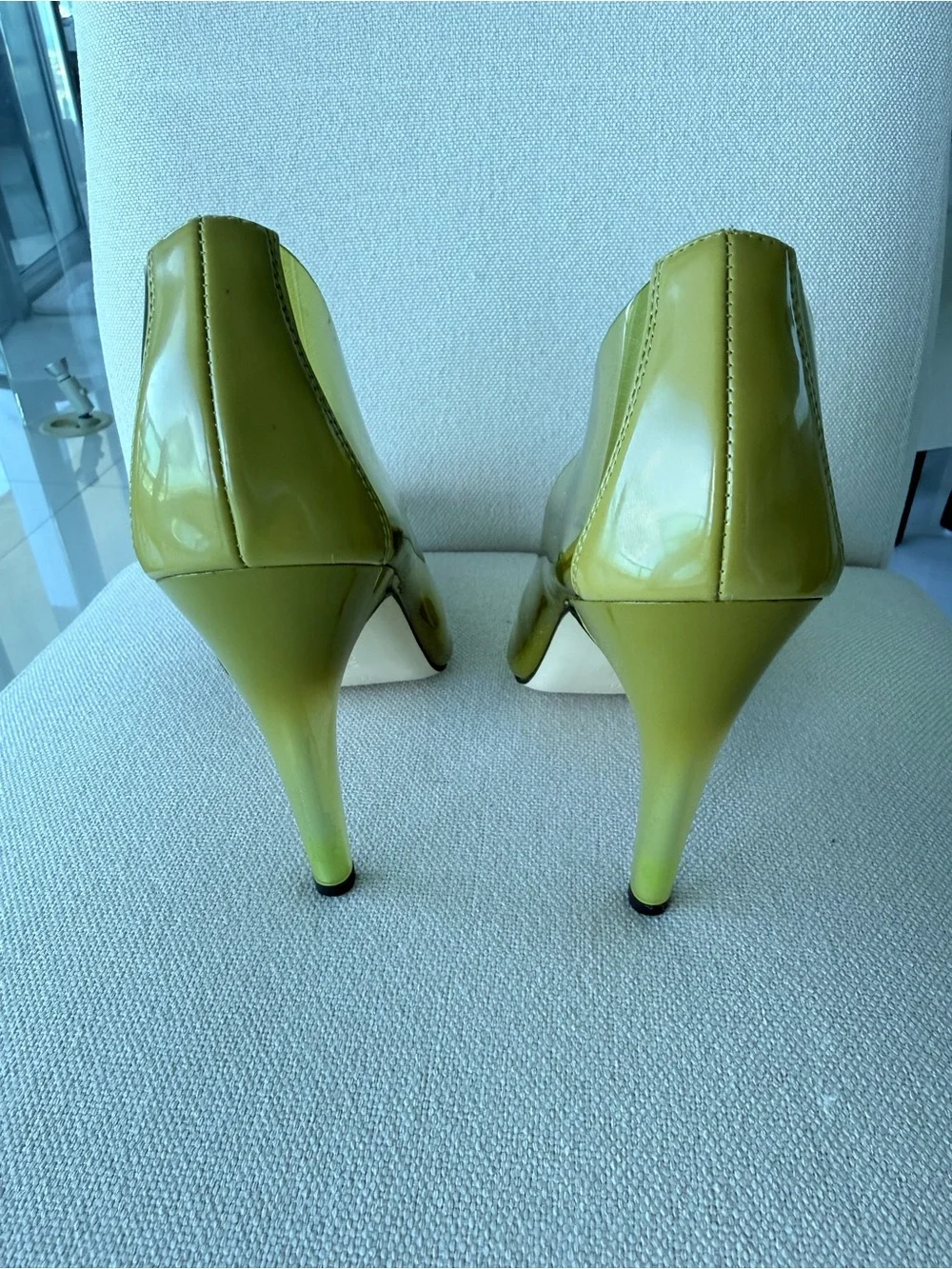 Good American Olive Pointed Toe Crystal-Buckle Pump